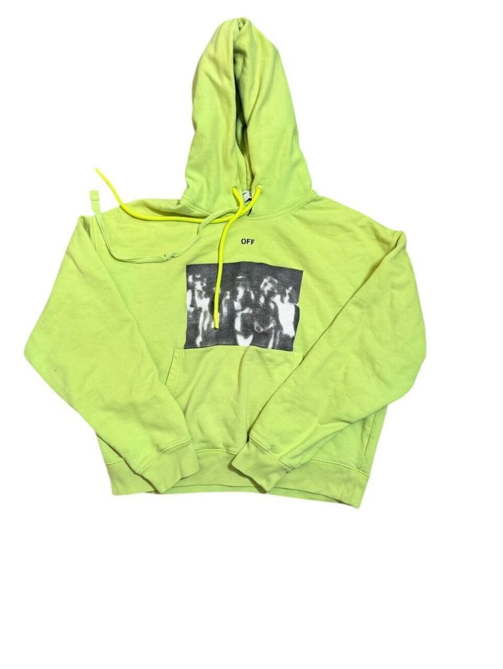 Off-White c/o Virgil Abloh Neon Green Hoodie Arrows Spray XL